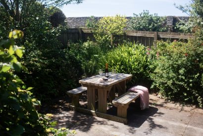 Courtyard at The Linhaye, a self-catering holiday cottage near Port Isaac, North Cornwall