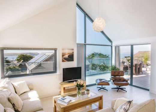 Living spaces in The Penthouse, a luxury apartment in New Polzeath, North Cornwall