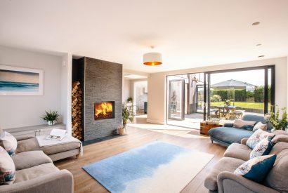 Living room at Tregarthen, a self-catering holiday home in New Polzeath, North Cornwall