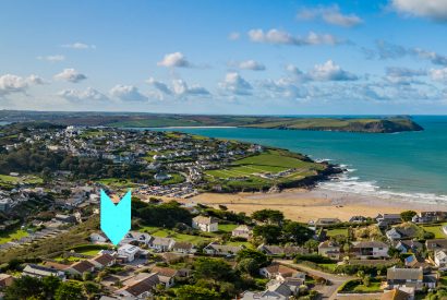 Aerial view of Tregarthen, a self-catering holiday home in New Polzeath, North Cornwall