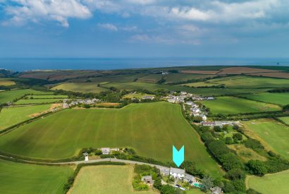 Aerial view of Penquite House, a self-catering holiday home near Port Isaac and St Kew, North Cornwall