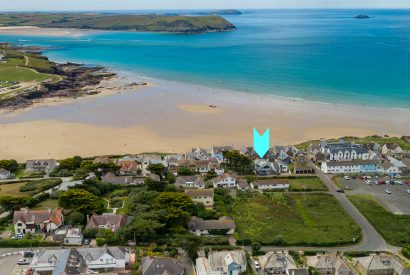 Aerial view of Rosemar, a self-catering holiday home in Polzeath, North Cornwall