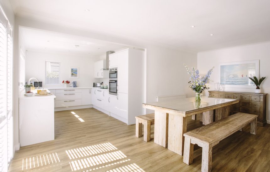 Kitchen and dining room at Slipper Rock, a self-catering holiday cottage in Rock, North Cornwall