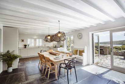 The kitchen at The Farmhouse, a self-catering holiday home near Rock, North Cornwall