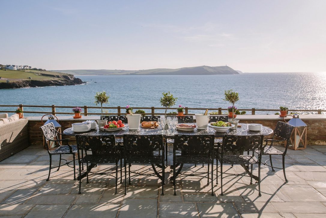 Sun terrace at Tristram, a self-catering holiday cottage in New Polzeath, North Cornwall