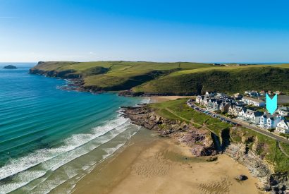 Aerial view of Tristram, a self-catering holiday home in Polzeath, North Cornwall