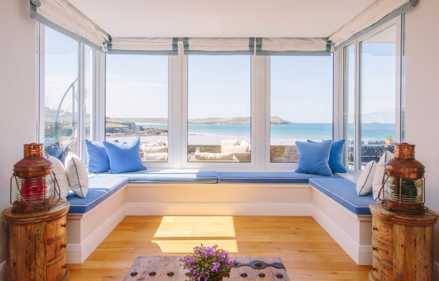 Downstairs living room at Tristram, a self-catering holiday house in New Polzeath, North Cornwall