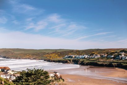 The view from the balcony at Vinnick Rock, a self-catering holiday home in Polzeath, North Cornwall